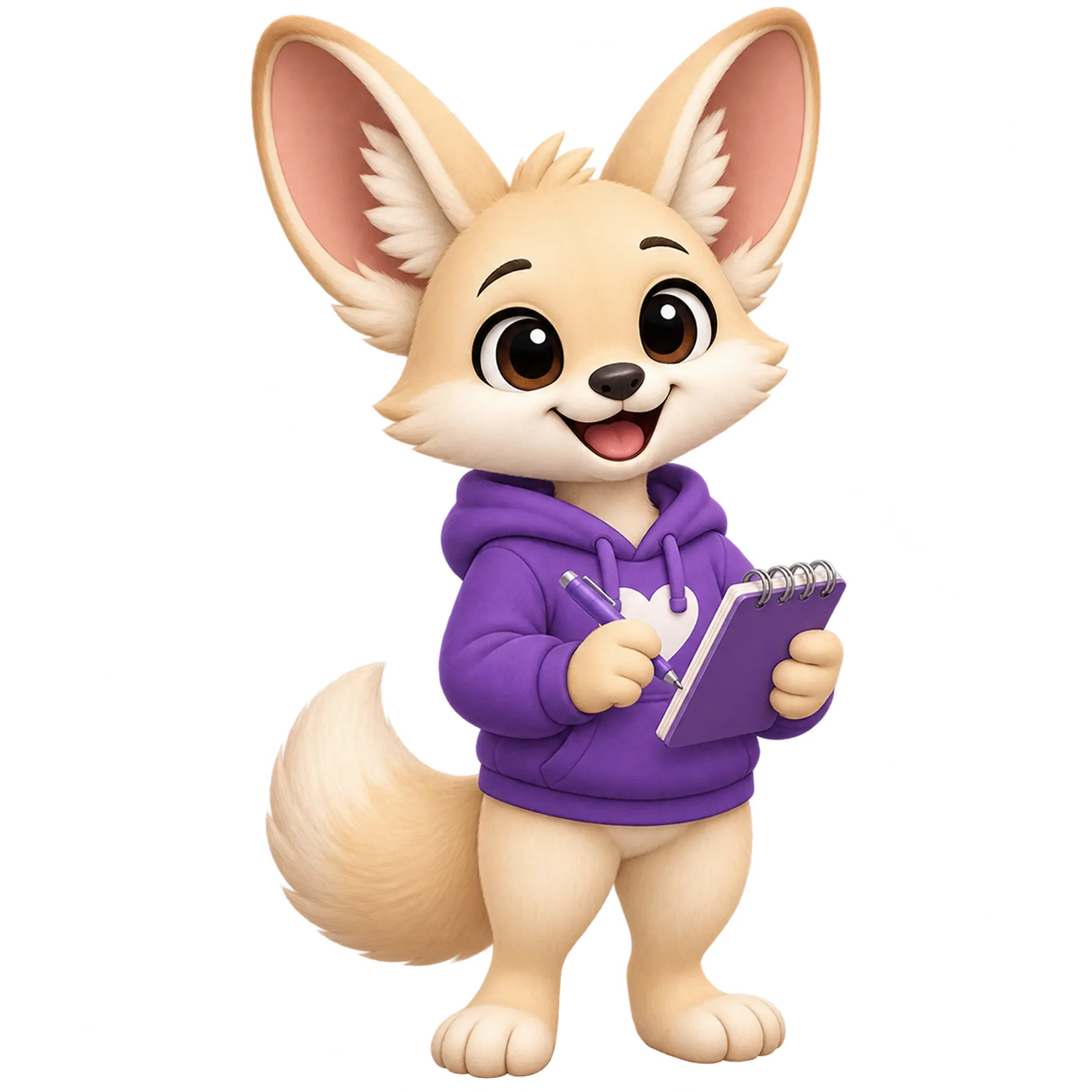 Flora the fox taking notes on a checklist